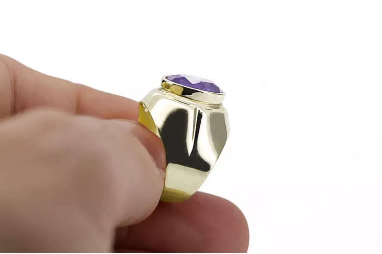 خاتم الكساندريت 14 كارت من الذهب الأصفر مجوهرات فينتاج vrc296y